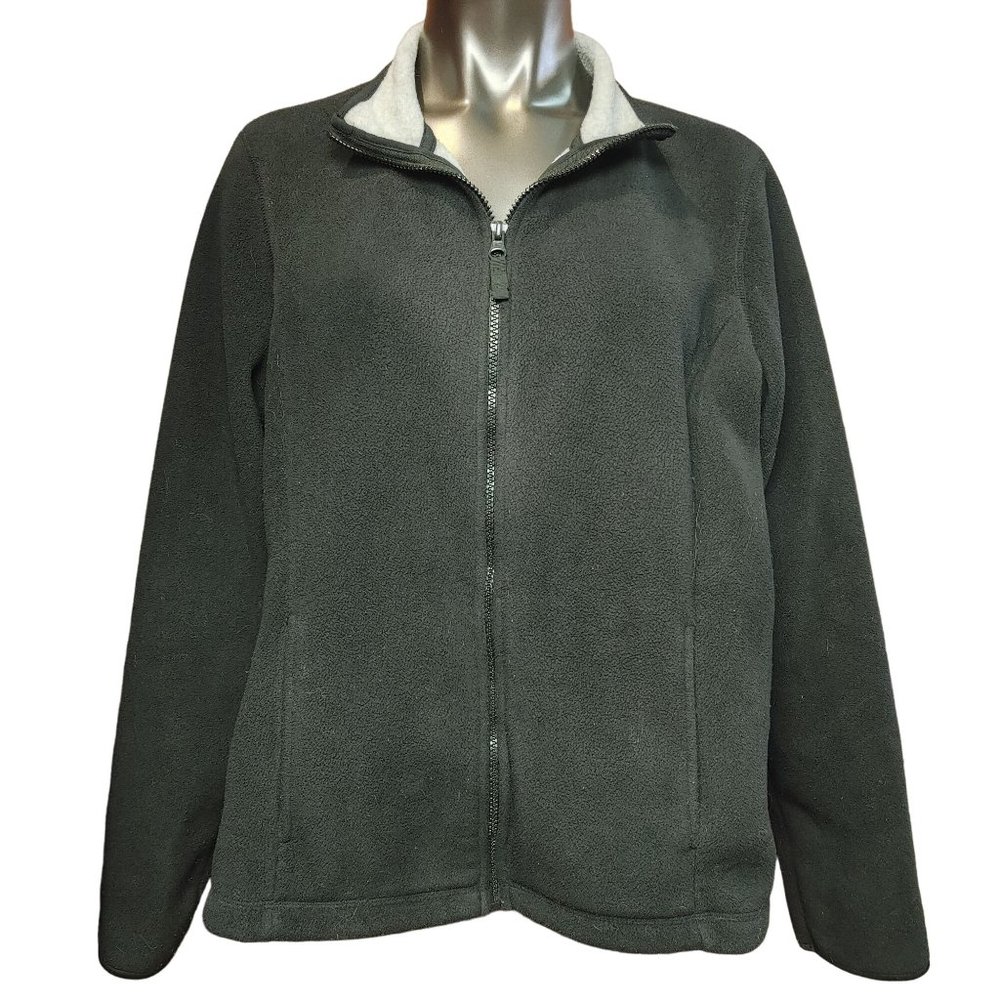SJB Active by St. John's Bay Women's Black/White Fleece Lined Sweater Jacket XL